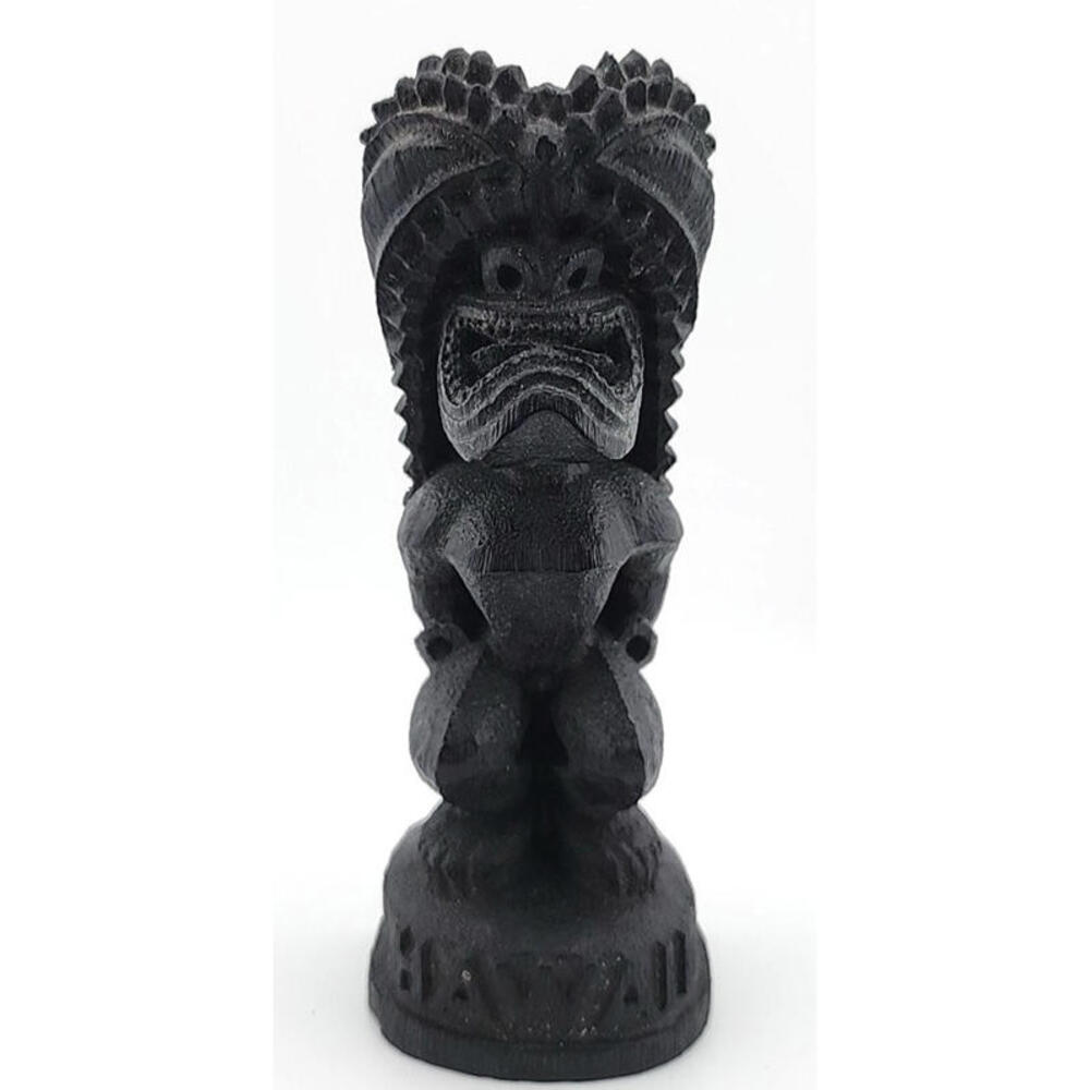 Vintage Hip Originals 1980's Black Ku Tiki Statue Hawaiian Lava Composite 7”